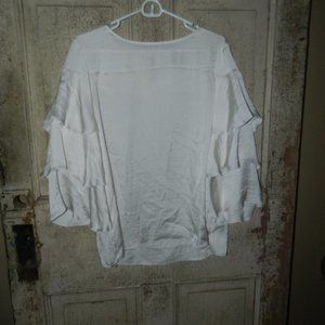 LOFT Ruffle Layered Bell Sleeve Blouse Size M (DD-27)